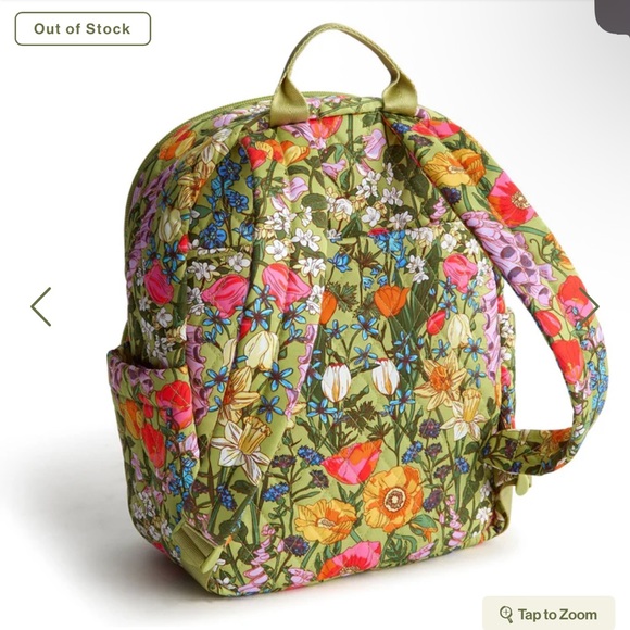 Vera Bradley Small Banbury Backpack Meadow Bouquet in Premium Cotton like new - Picture 2 of 15